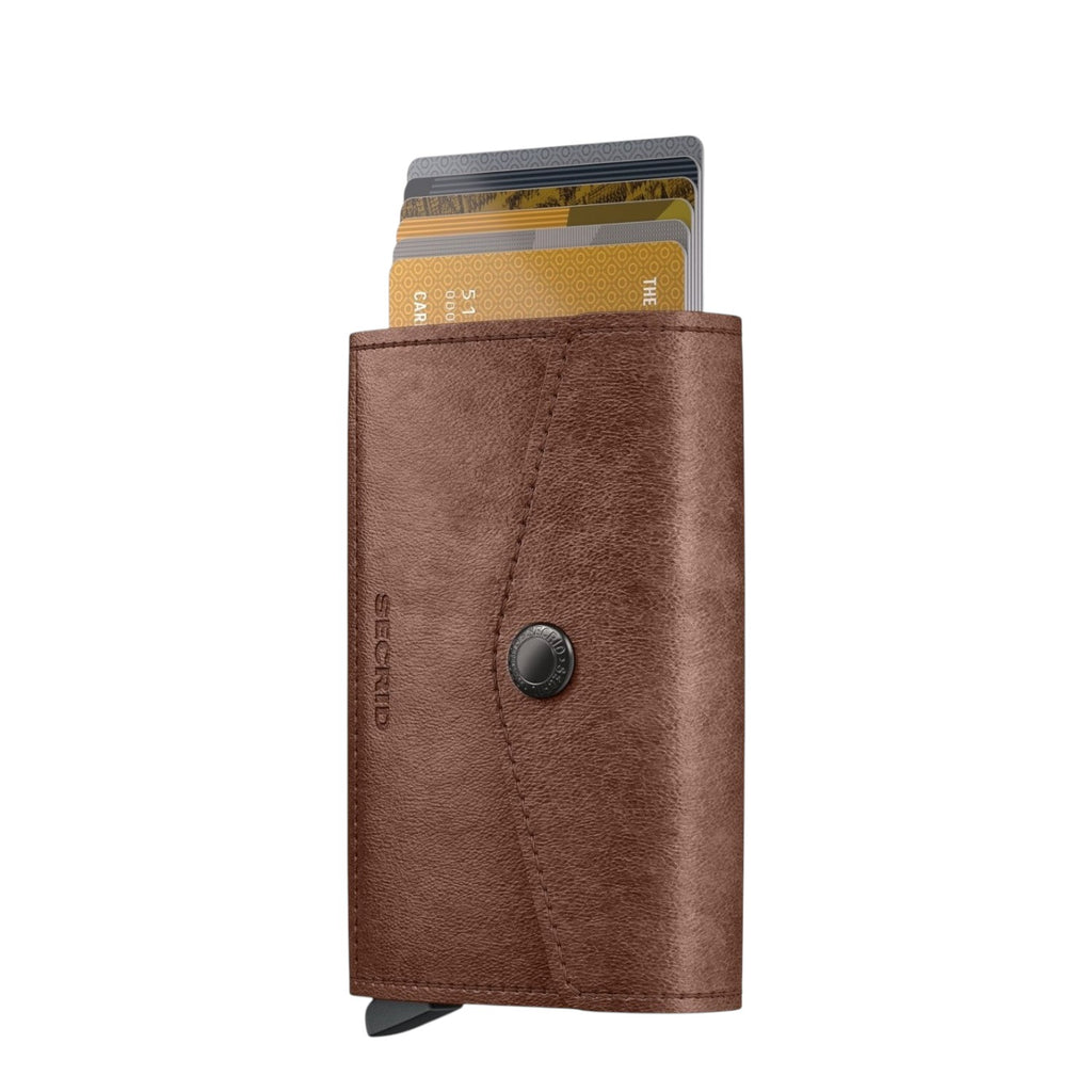 Lieblingstasche Secrid Envelope vintage brown leather wallet with card protector and snap button closure