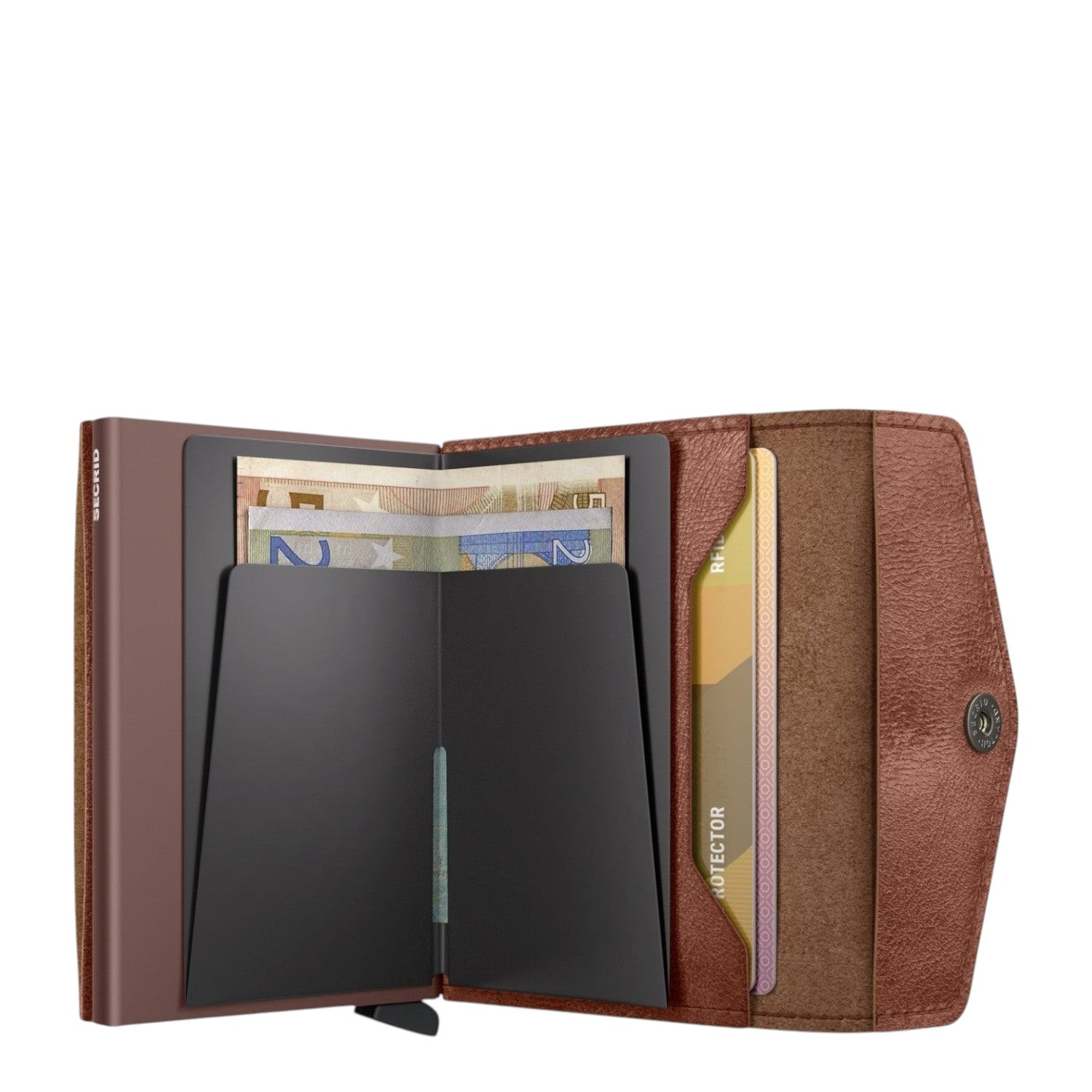 Lieblingstasche Secrid Envelope Vintage leather wallet with RFID card protector and button closure open view