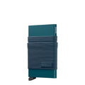 Lieblingstasche Secrid Flexwallet in teal with a flexible elastic powernet textile sleeve and RFID card protector.