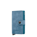 Lieblingstasche Secrid Miniwallet Vintage in blue leather with a secure snap button closure and RFID protection.