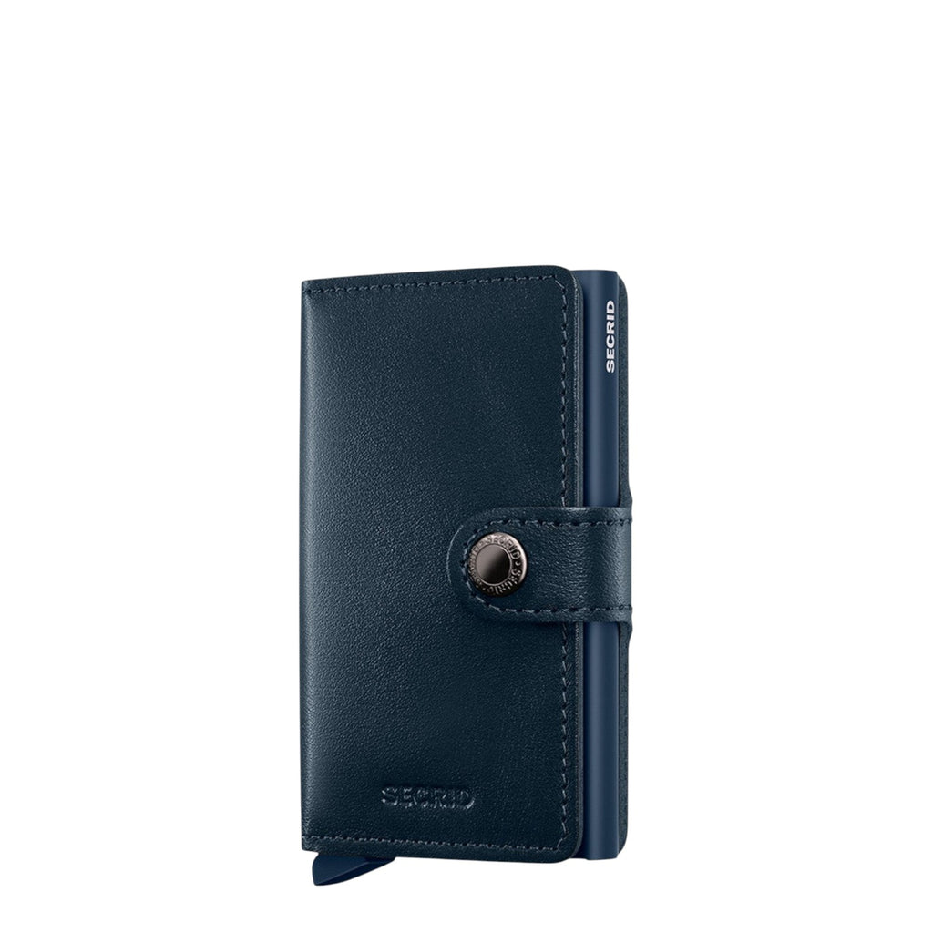 Lieblingstasche Secrid Miniwallet Original in dark blue leather with RFID-protected card protector and snap closure.