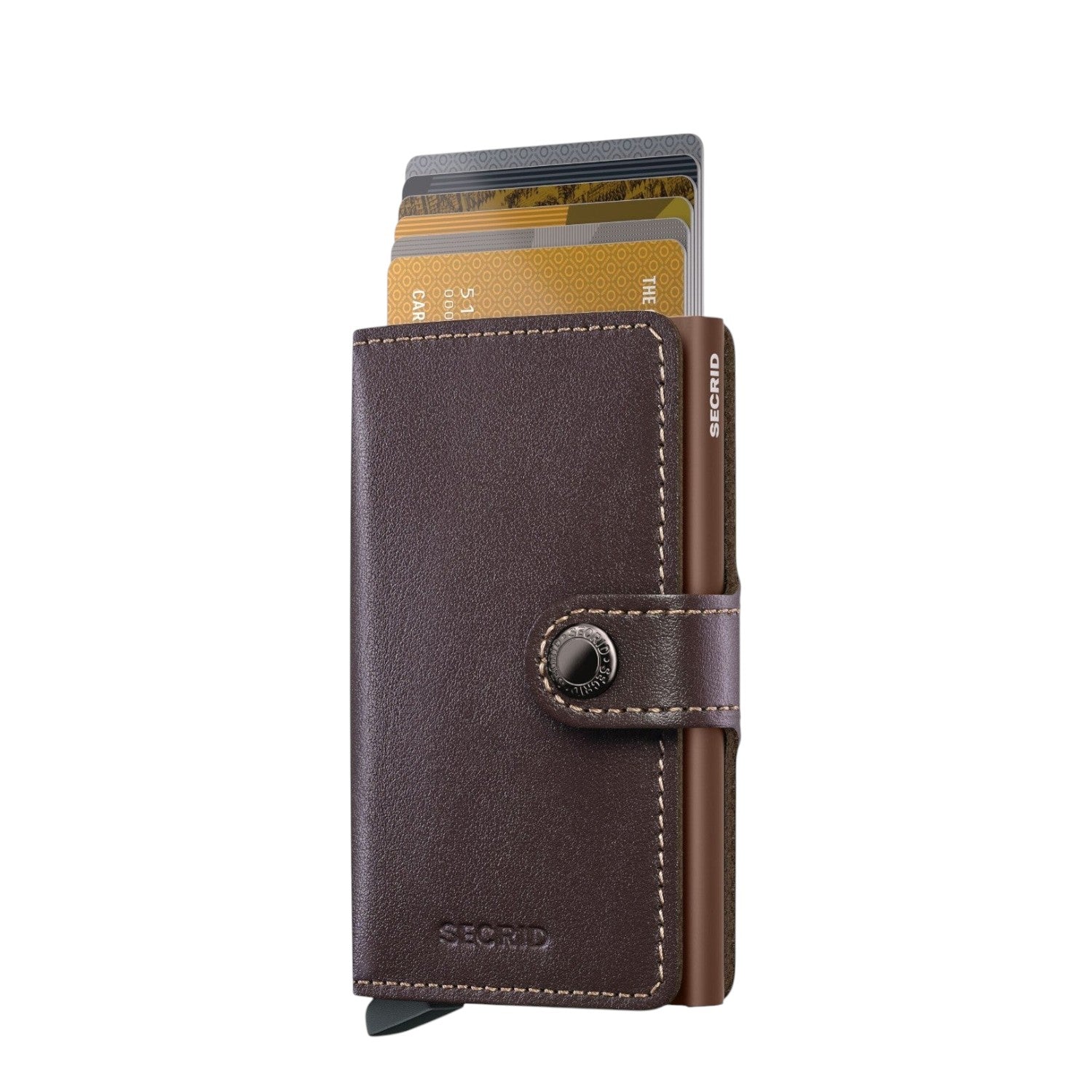 Lieblingstasche Secrid Miniwallet in dark brown leather with RFID-protected card holder and snap button closure