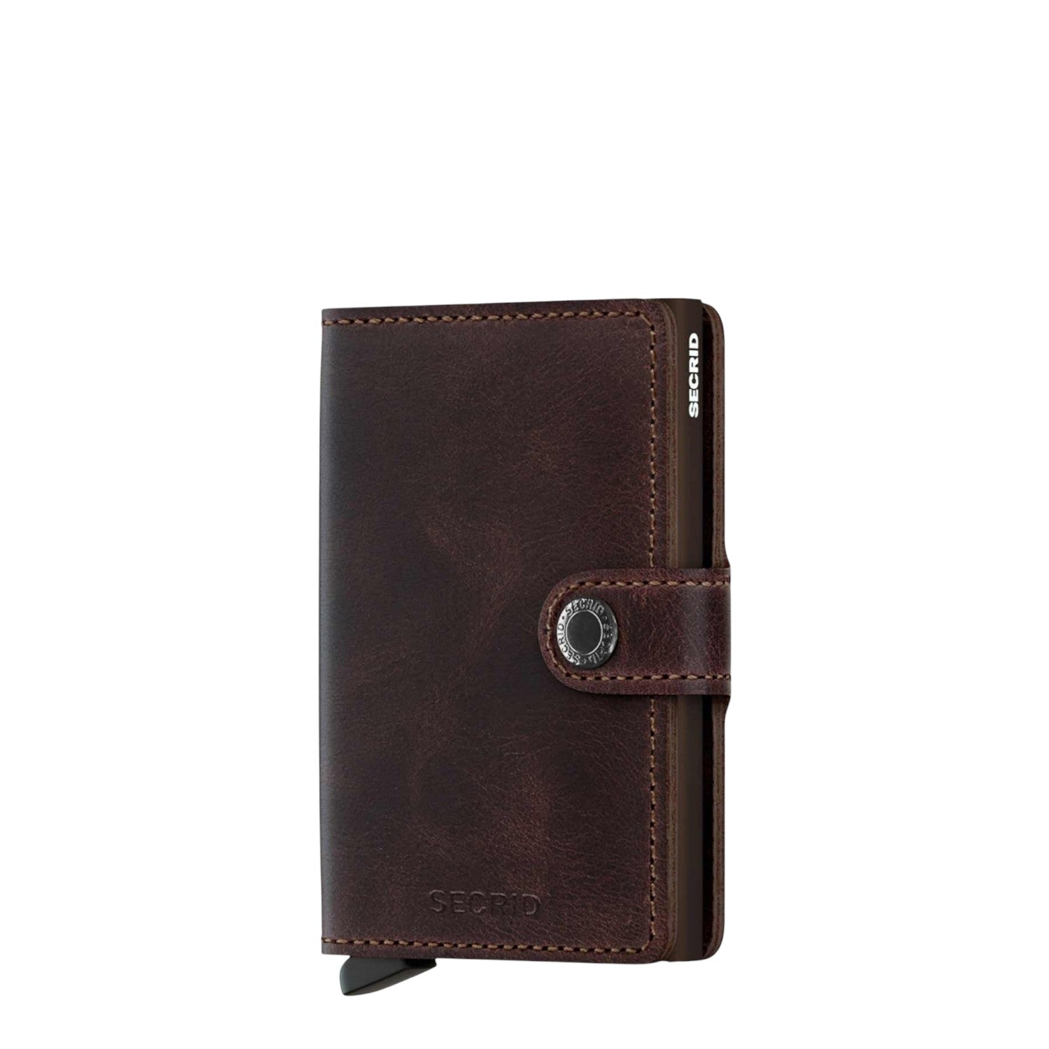 Lieblingstasche Secrid Miniwallet Vintage in dark brown leather with snap button closure and RFID protection
