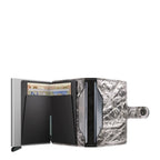 Lieblingstasche Secrid Miniwallet Crunch in metallic silver leather with RFID-protected card holder and cash slots