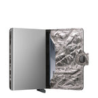 Lieblingstasche Secrid Miniwallet Crunch in metallic silver leather with integrated RFID-blocking card protector
