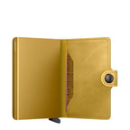 Lieblingstasche Secrid Miniwallet in metallic gold leather with integrated card protector and snap button closure