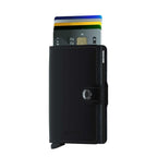 Lieblingstasche Secrid Miniwallet Matte in black leather with card protector mechanism and snap button closure