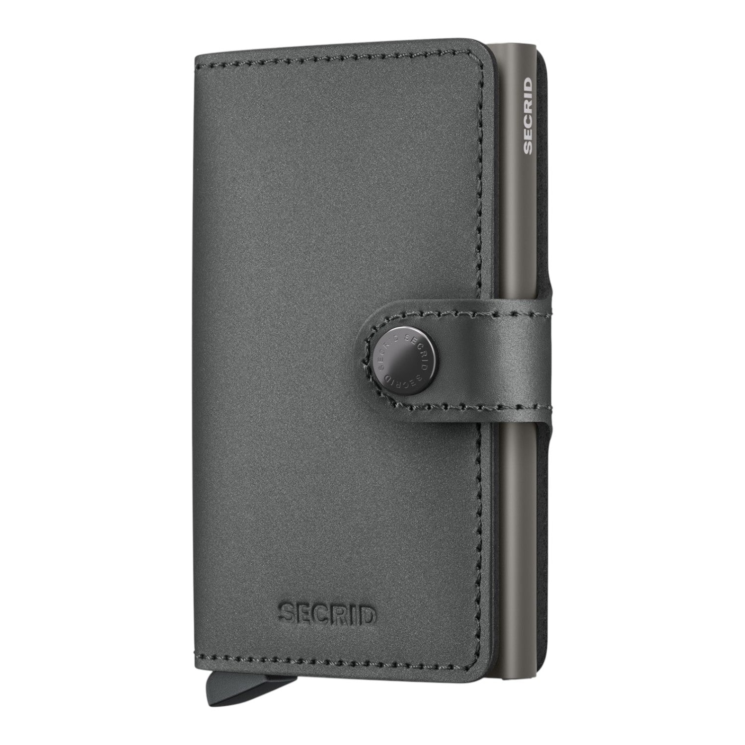 Lieblingstasche Secrid Miniwallet Matte Satin in dark grey leather with aluminium card protector and snap closure