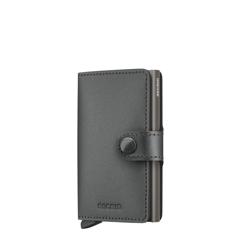 Lieblingstasche Secrid Miniwallet Matte Satin in dark grey leather with RFID protection and snap button closure