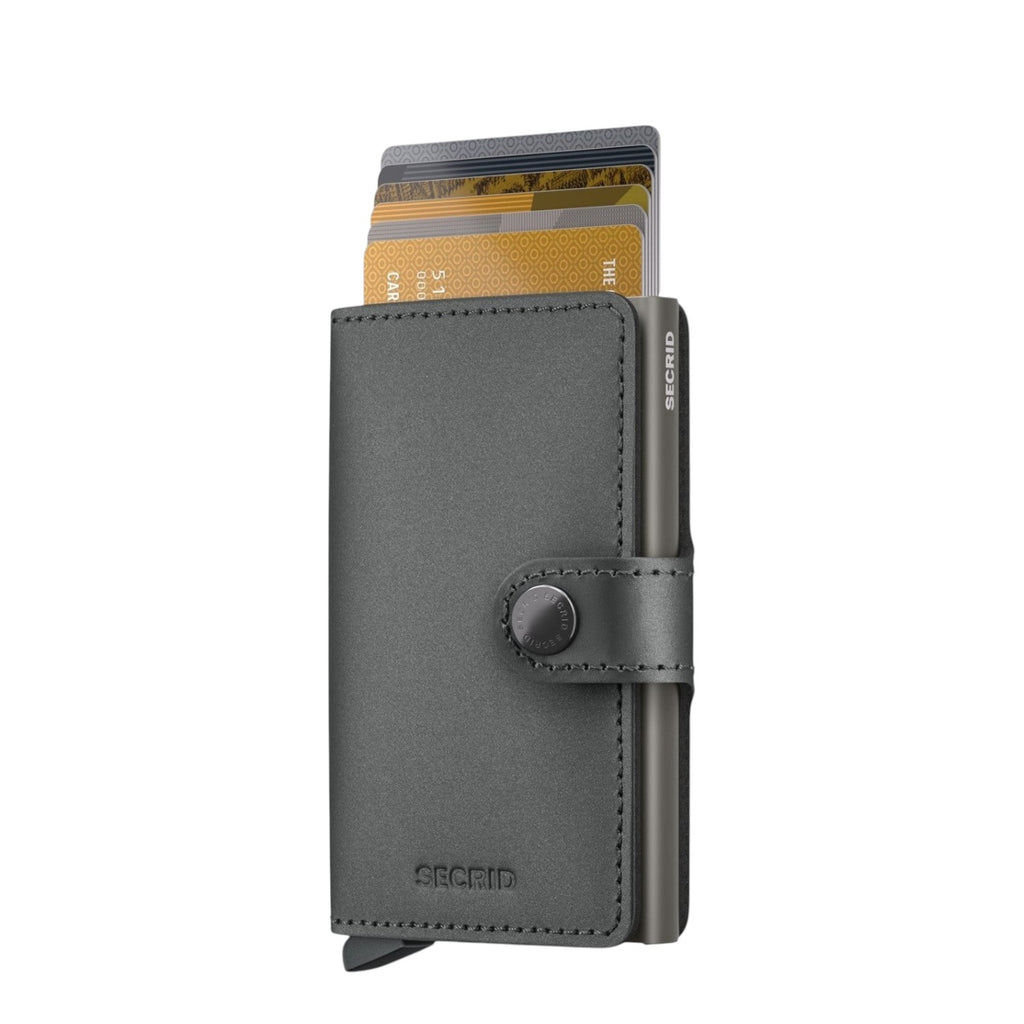 Lieblingstasche Secrid Miniwallet Matte Satin in dark grey leather with RFID-protected card holder and snap closure