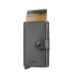 Lieblingstasche Secrid Miniwallet Matte Satin in dark grey leather with RFID-protected card holder and snap closure