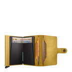 Lieblingstasche Secrid Miniwallet in mustard yellow leather with an open card protector and cash storage slots