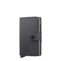 Lieblingstasche Secrid Miniwallet Pyramid in dark grey with a textured geometric pattern and snap button closure