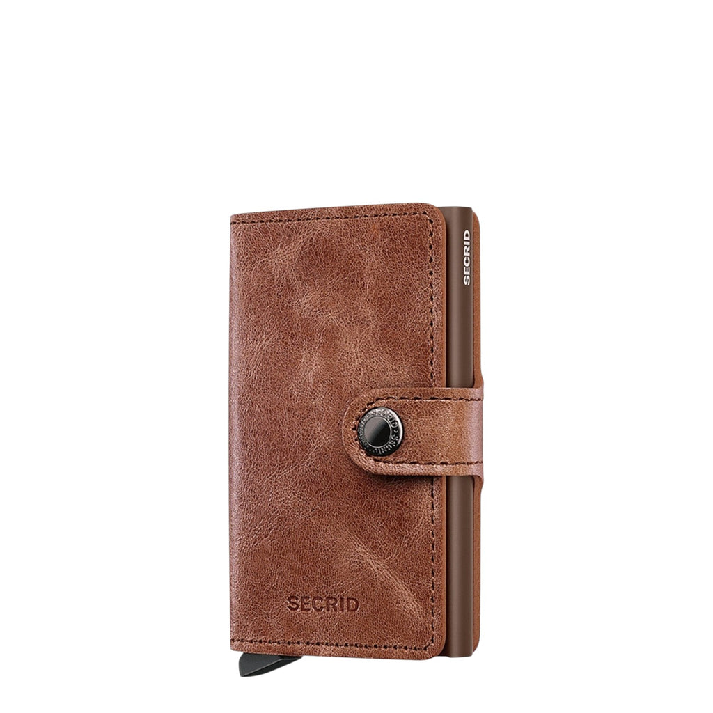 Lieblingstasche Secrid Miniwallet Vintage in brown leather with snap button closure and integrated card protector