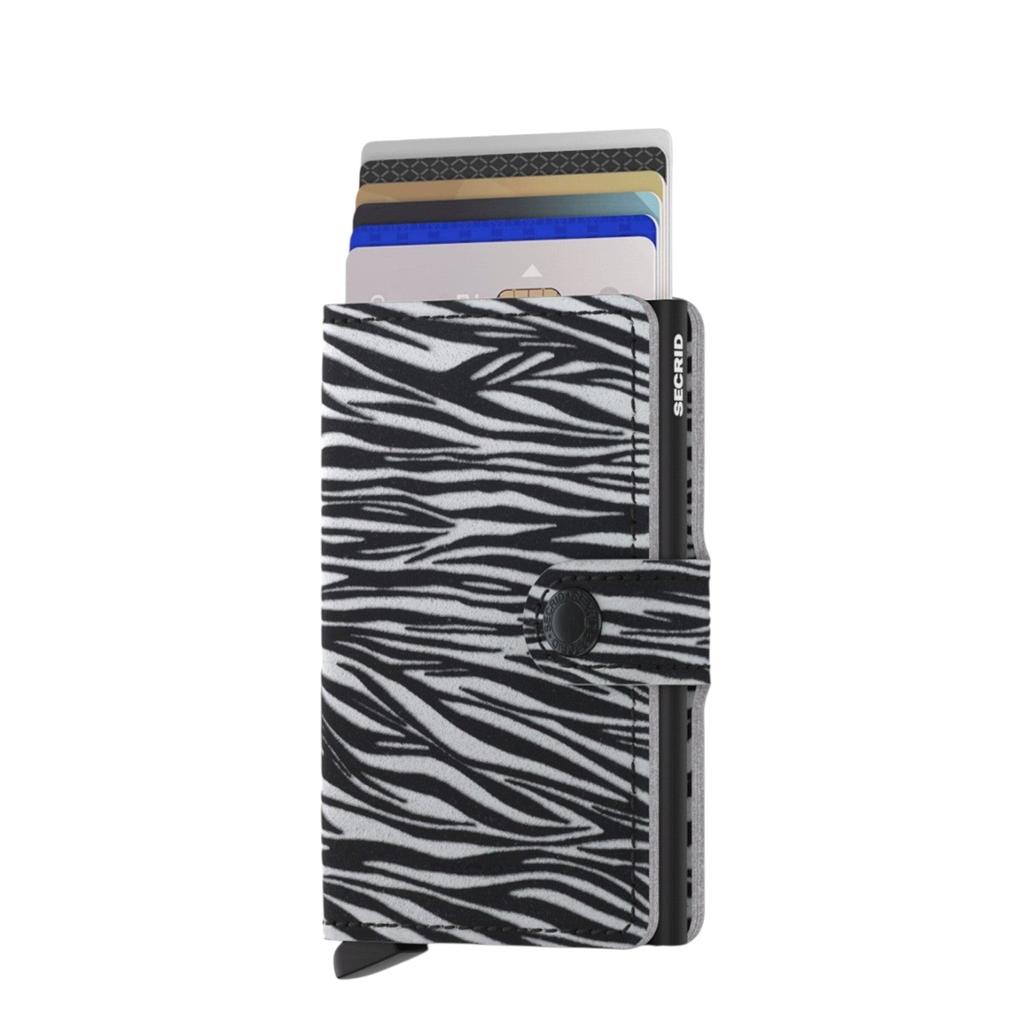 Lieblingstasche Secrid Miniwallet in black and white zebra print leather with RFID-protected card mechanism