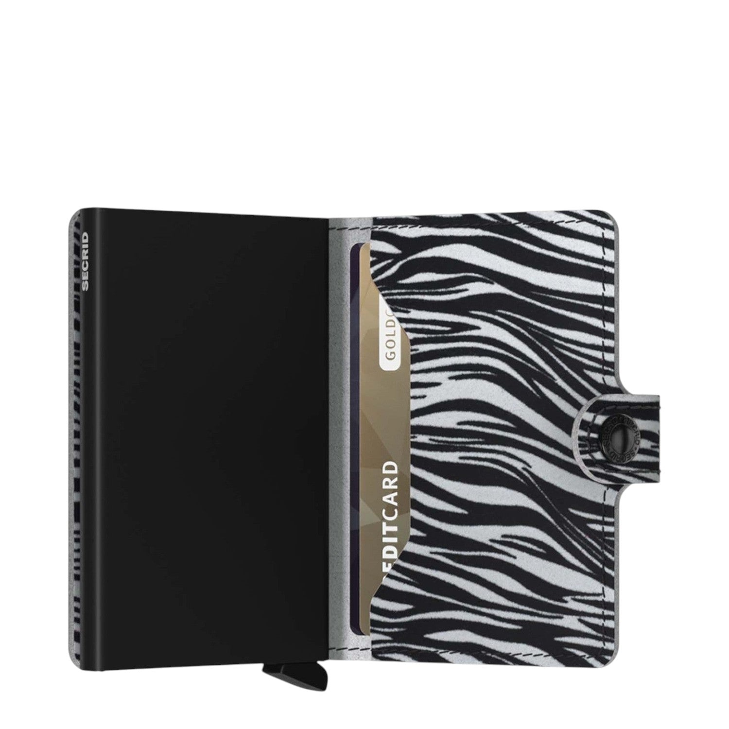 Lieblingstasche Secrid Miniwallet in black and white zebra print leather with an integrated RFID card protector