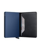 Lieblingstasche Secrid Slimwallet in blue and black leather with integrated RFID-protected card mechanism