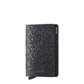 Lieblingstasche Secrid Slimwallet in black with a textured hexagonal pattern and integrated RFID card protector.