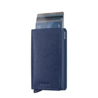 Lieblingstasche Secrid Slimwallet in navy blue textured leather with RFID-protected card mechanism