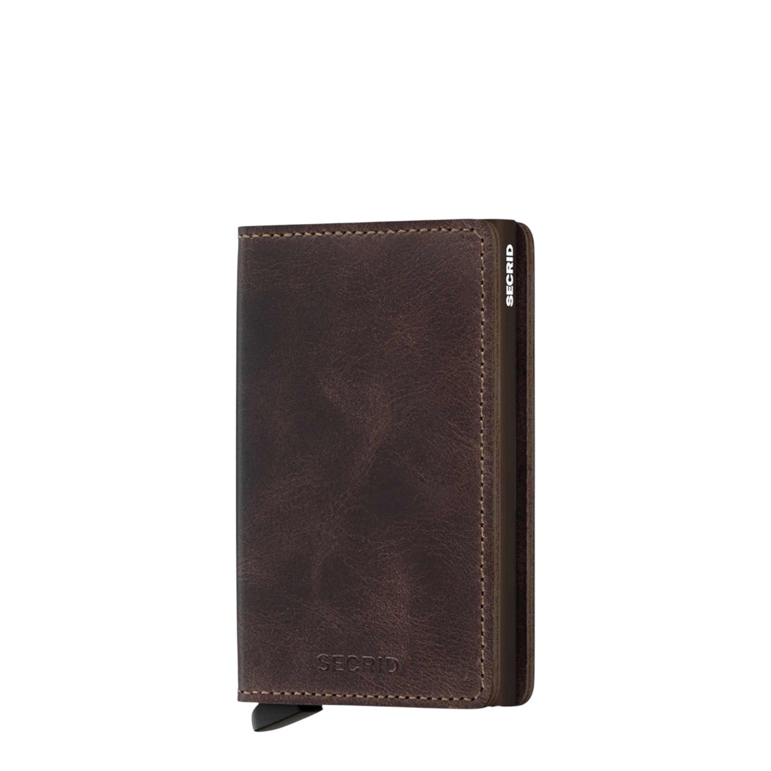 Lieblingstasche Secrid Slimwallet in dark brown vintage leather with RFID protection and card slide mechanism