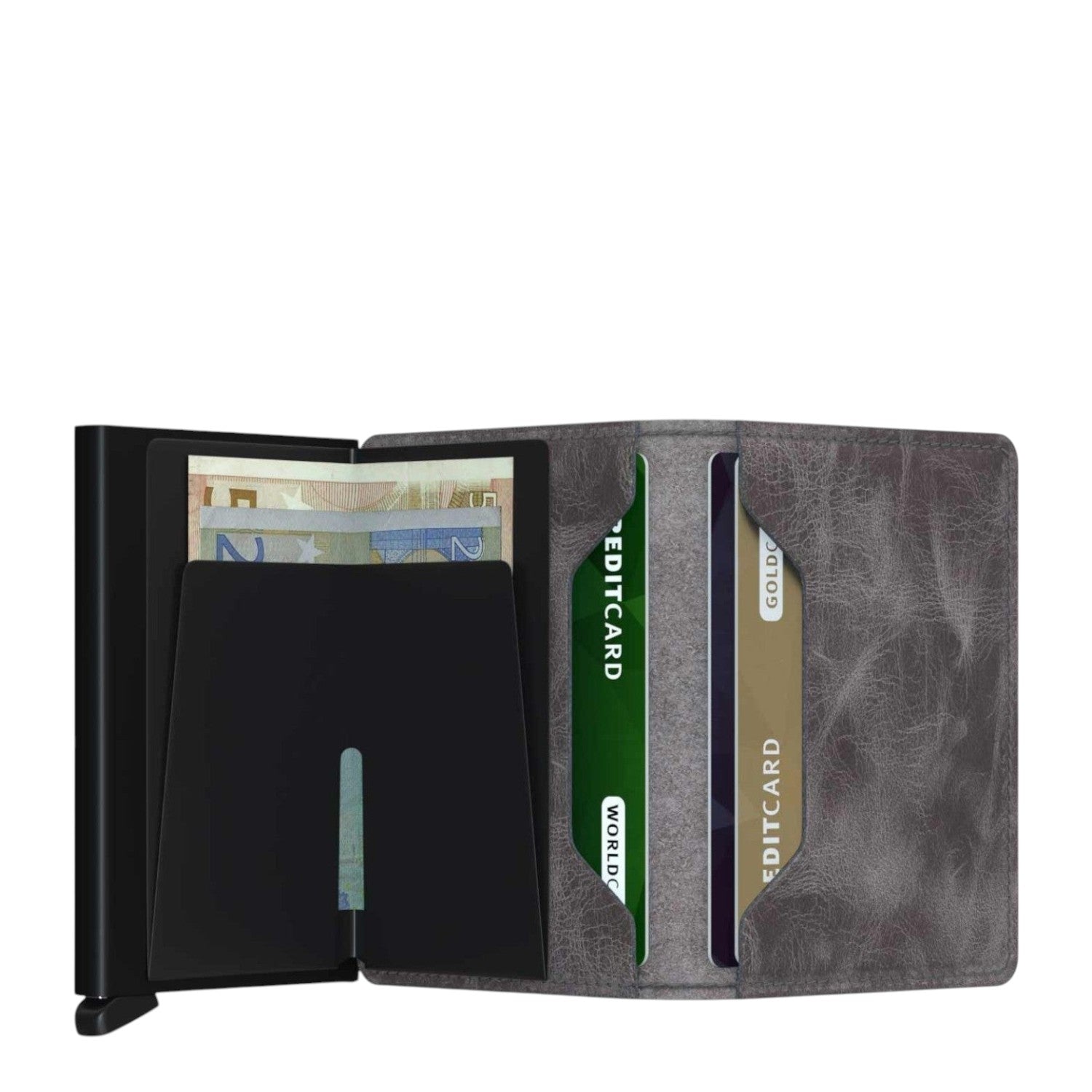Lieblingstasche Secrid Slimwallet in vintage grey leather with card protector and internal slots for cash and cards