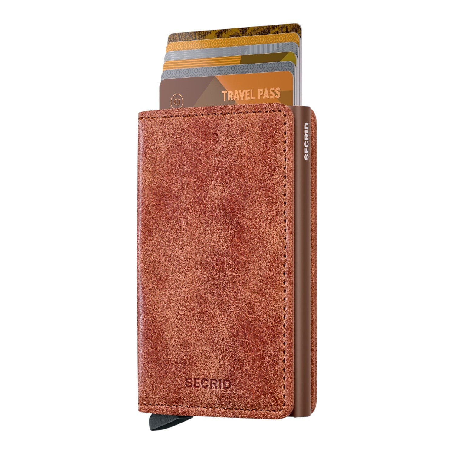 Lieblingstasche Secrid Slimwallet Vintage in brown leather with an aluminium card protector and RFID protection.