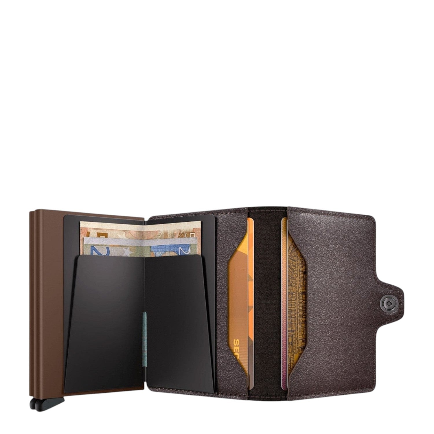 Lieblingstasche Secrid Twinwallet Original in dark brown leather with two card protectors and snap button closure