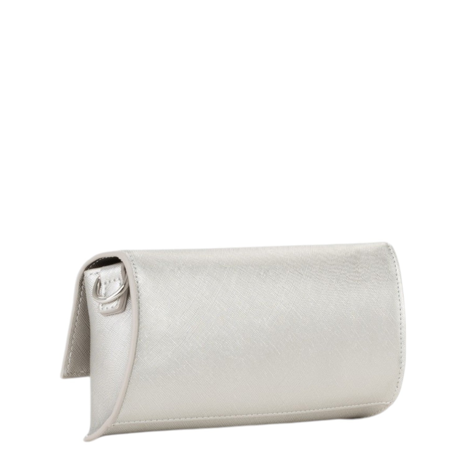 Lieblingstasche Pochette Pandia Re silver metallic clutch bag with a subtle sheen and a fold-over closure.