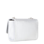 Lieblingstasche Pochette Divina silver metallic leather crossbody bag with chain strap.