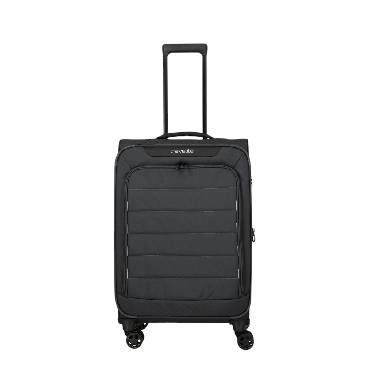 Lieblingstasche Skaii 4-wheel expandable black trolley suitcase with front zip pocket and telescopic handle