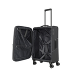 Lieblingstasche Skaii medium expandable 4-wheel trolley suitcase in black with open interior and packing straps