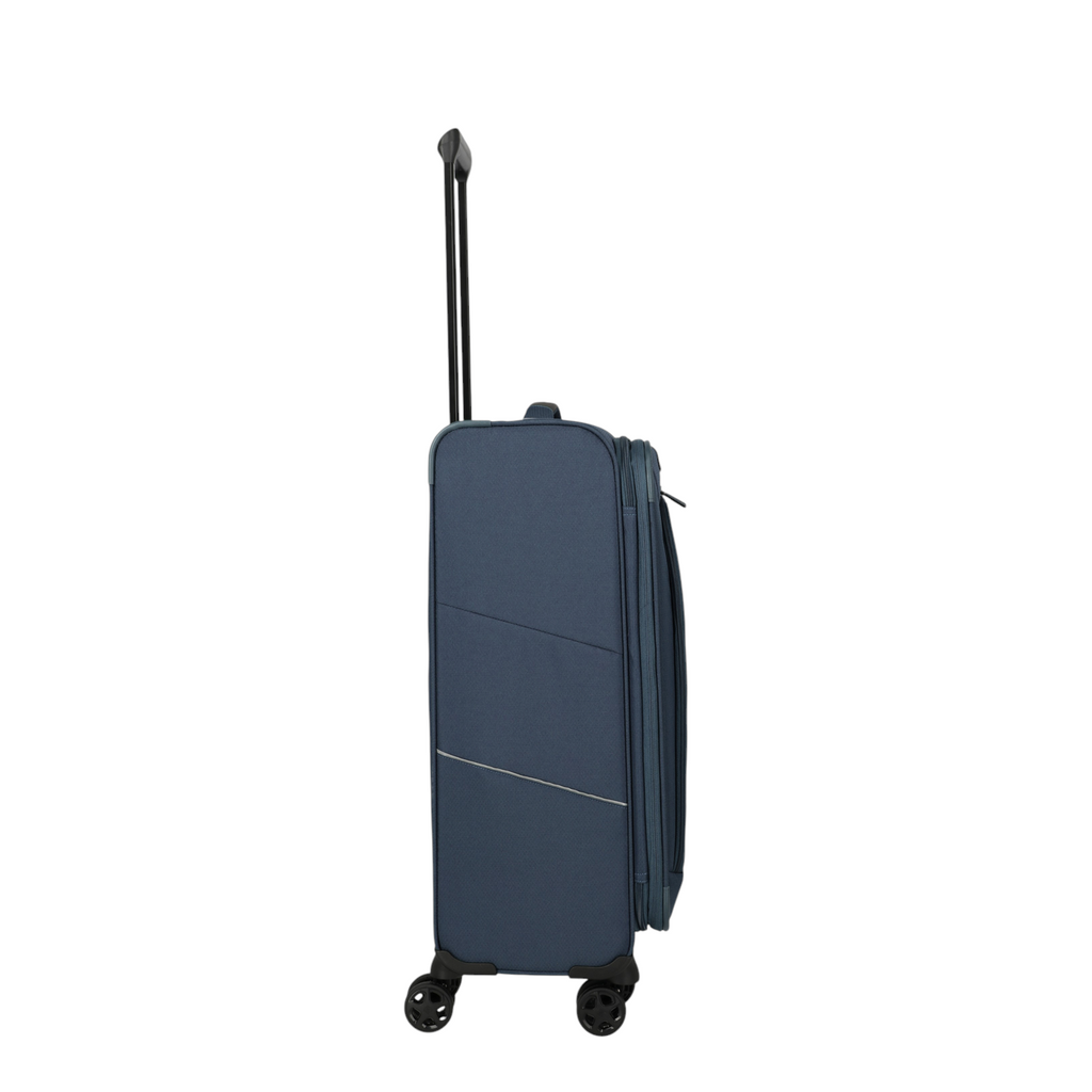 Lieblingstasche Skaii 4-wheel expandable medium trolley suitcase in dark blue fabric with side view
