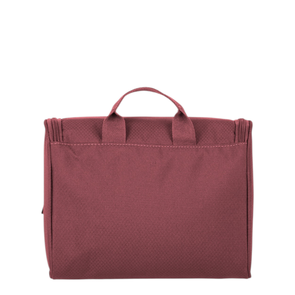 Lieblingstasche Skaii toiletry bag in dark red fabric with a top carry handle against a white background