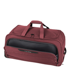Lieblingstasche Skaii medium wheeled duffle bag in dark red with a front zippered pocket and sturdy top handles.