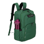 Lieblingstasche Skaii Rucksack M in green with a purple water bottle in the side pocket