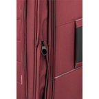 Close-up of the Lieblingstasche Skaii trolley suitcase in burgundy red featuring an expandable zipper detail.