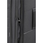 Close-up of the Lieblingstasche Skaii Trolley 4W L exp showing the durable grey fabric and expandable zipper detail.