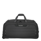 Lieblingstasche Skaii Wheeled Duffle M in black, a durable travel bag with wheels, top handles, and front zip pocket.