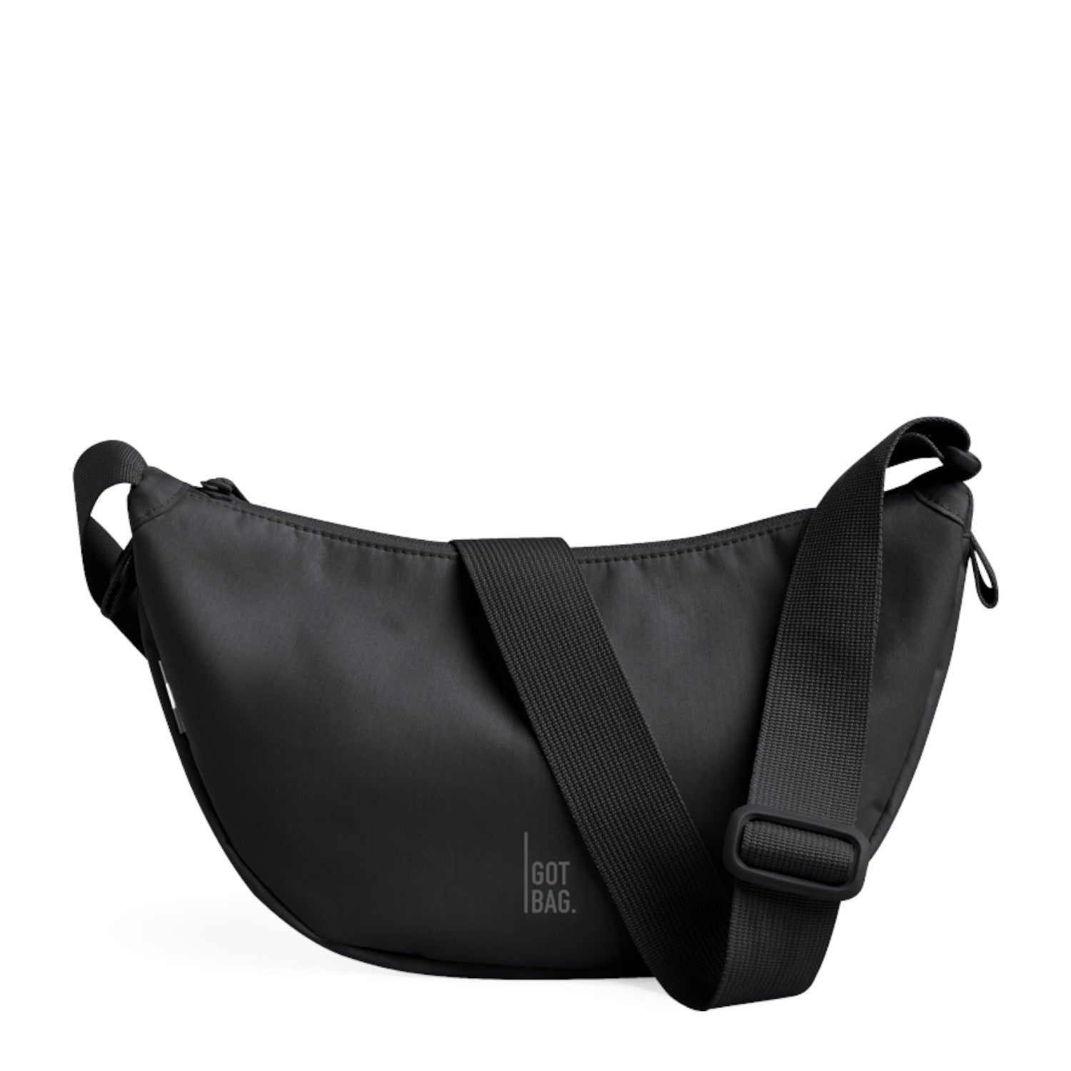 Lieblingstasche small black moon bag with adjustable strap and subtle logo.