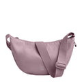 Lieblingstasche Small Moon Bag in dusty rose, made of nylon with adjustable strap and embossed logo.