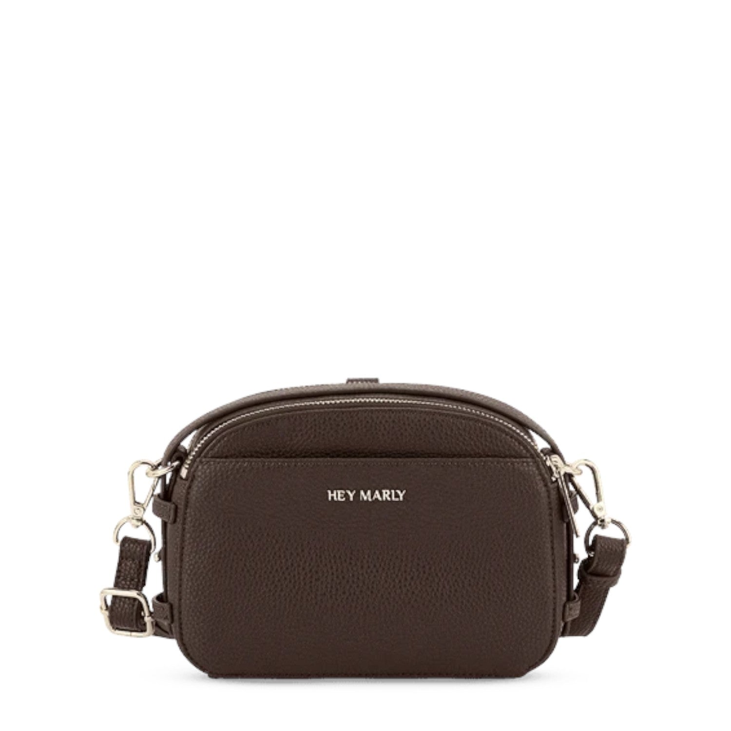 Lieblingstasche Style Mate dark brown pebbled leather crossbody bag with silver hardware and adjustable strap