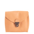 Lieblingstasche tan leather fold wallet with a dark metal clasp closure.