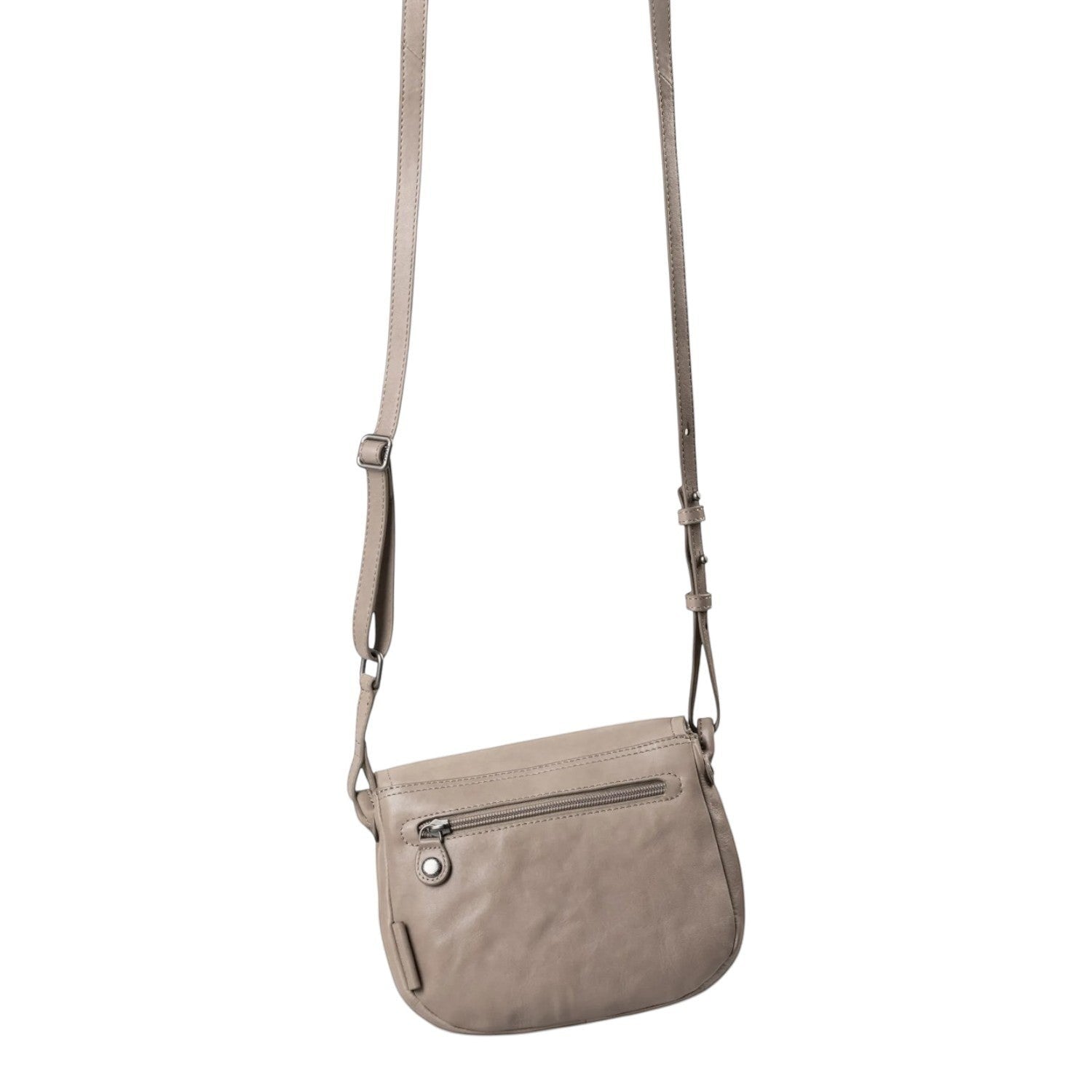 Lieblingstasche Mrs. Coconut Cake taupe leather crossbody bag with adjustable strap and back zipper pocket