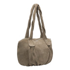 Lieblingstasche Lucy Shopper S in taupe suede leather with braided handles and a gathered design