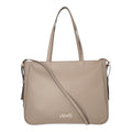 Lieblingstasche Tote L in taupe faux leather with gold logo hardware, featuring dual handles and shoulder strap.