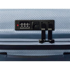 Lieblingstasche Stratosphere teal hard-shell beauty case with TSA combination lock and textured honeycomb pattern.