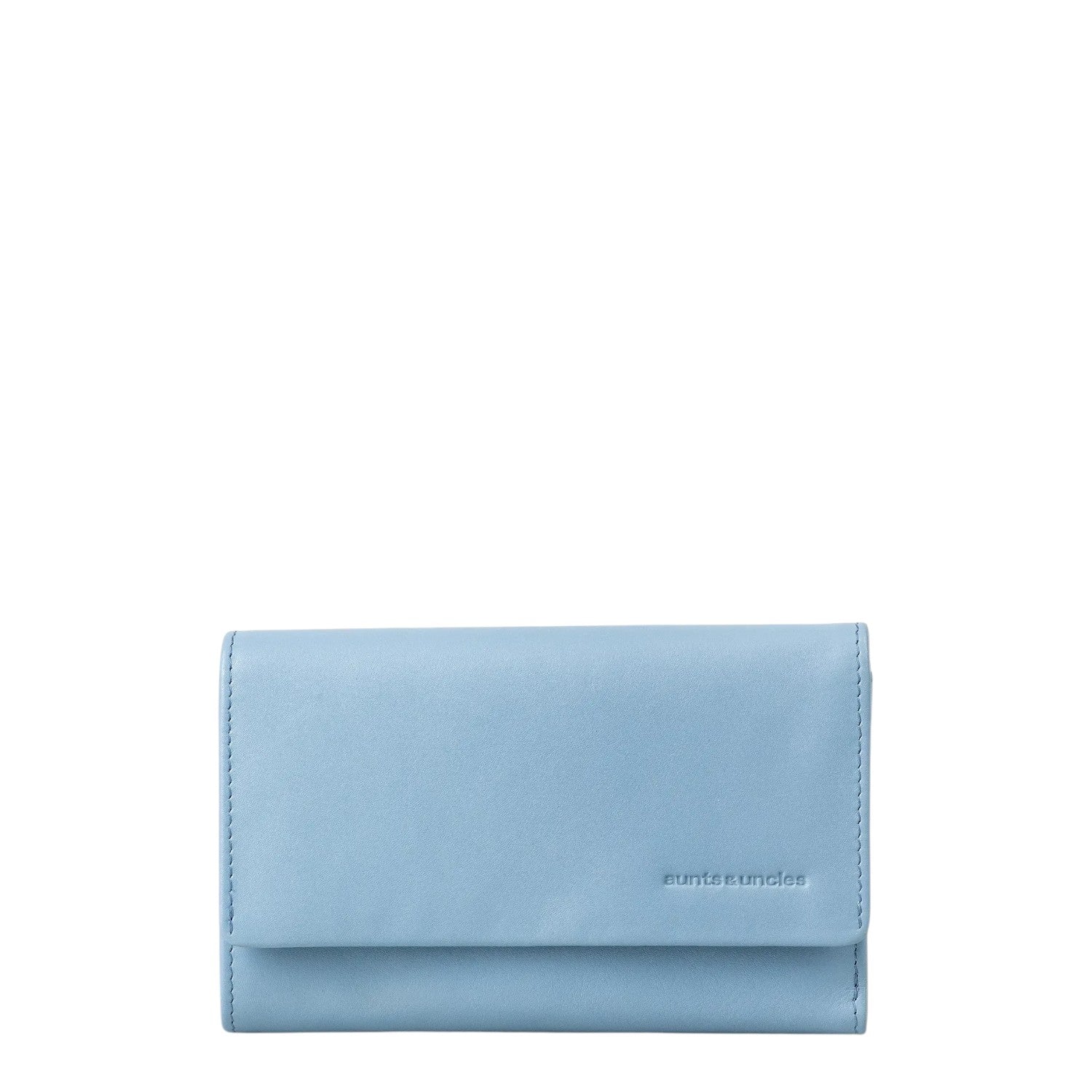 Lieblingstasche Thyme light blue leather wallet with a minimalist flap design and embossed logo