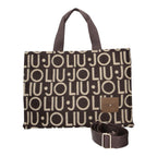 Lieblingstasche Tote Logo Allover L bag in brown and beige with repeating Liu Jo logo pattern and shoulder strap