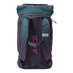 Lieblingstasche Trip Pack backpack in teal and purple with padded mesh back panel and adjustable chest strap