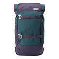 Lieblingstasche Trip Pack backpack in teal and dark purple with roll-top closure and adjustable buckle straps